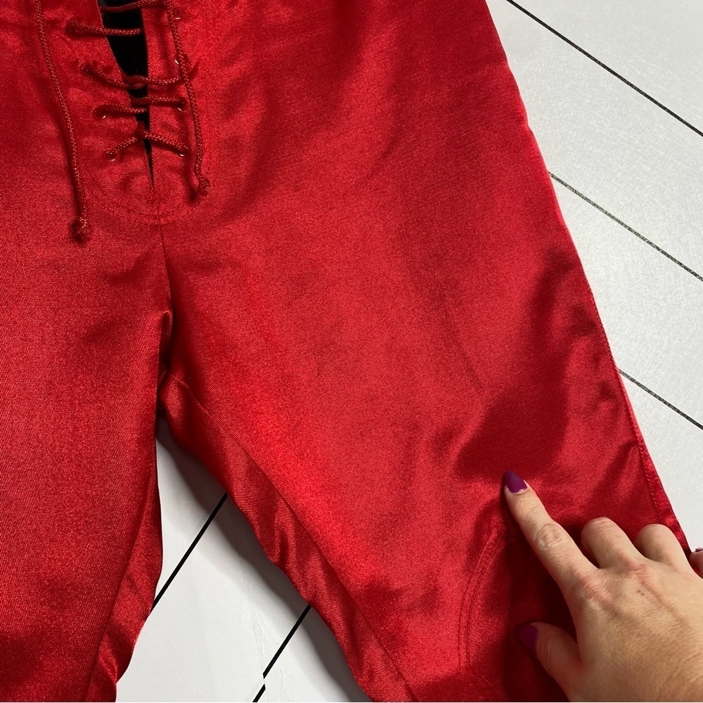Vintage 90s LORDS Red Rockstar Lace-Up Pants Waist 30 Made in Los Angeles - Picture 4 of 10